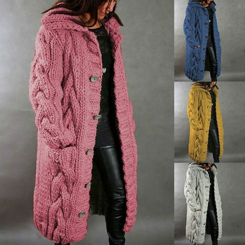 Damen lange strickjacke mantel - strickjacke,